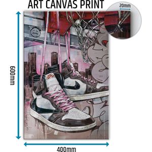 Sneaker canvas high - pink laces basket 40x60 cm