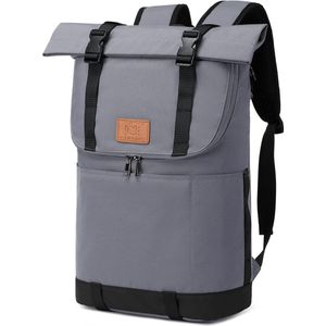 Rolltop Rugzak voor heren, groot, waterdicht, reisrugzak voor dames, handbagage, vliegtuig, 19-26 inch, laptoprugzak, reisrugzak, Grijs-nieuw