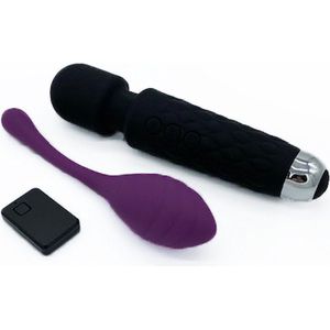 PP Pure Pleasure Bundel Magic Egg Paars+ Magic Wand Zwart – Vibrator – Clitoris en Gspot Stimulator - Waterproof - Bluetooth bedienbaar