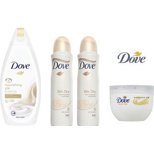 Dove Nourishing Silk Pakket - Douche / Deo Spray / Bodycreme
