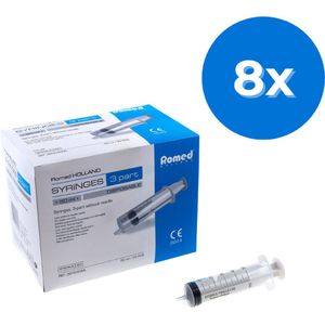 Romed 3-delige injectiespuiten 50ml luer slip 200 stuks - Set van 8 doosjes Romed
