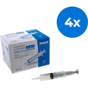 Romed 3-delige injectiespuiten 60ml lange tip 100 stuks - Set van 4 doosjes Romed