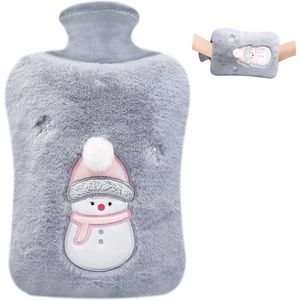 Warmwaterkruik met overtrek, 2 liter warmwaterkruiken grote warmtekruik met behaaglijk kunstbontovertrek, warmwaterkruik voor kinderen voor handwarmer, nek- en schouderpijnverlichting
