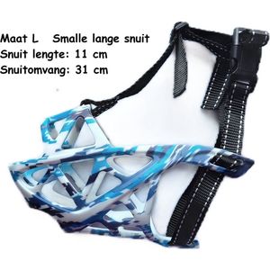 Muilkorf honden - Maat L - Silicone medium hard - Blauw wit - Hondenmuilkorf - muilkorf - Honden training - Muilkorven - Degelijke muilkorf - Sterke rassen