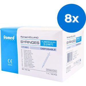 Romed 3-delige tuberculine spuit met naald 29G x 0.5 - Set van 8 doosjes Romed
