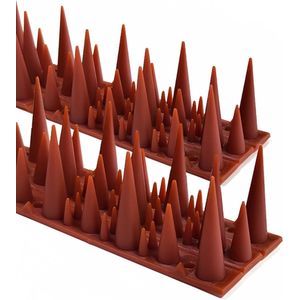Dieko Vogelpinnen bruin 5-pack - 2 meter met schroevenset - Duivenpinnen - Anti vogel strip - vogelwering - volgelverschrikker - vogelverjager - duivenverjager - kattenverjager - anti klim strips - anti inbraak strips - bird spikes.