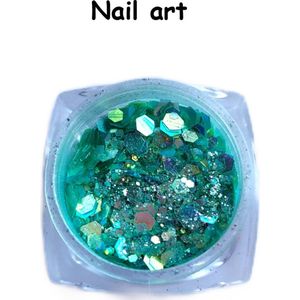 Nail art glitter - Licht turquoise - Holografisch glitter - 5 gr - Acryl nagels - Kunst nagels - Gel nagels - Nail art - Make up - Hobby