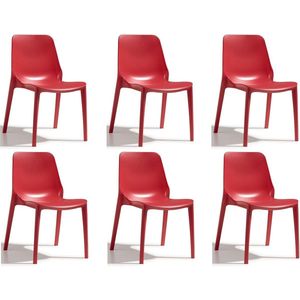 Designstoel, terrasstoel, campingstoel GINEVRA in rood van het Italiaanse S•CAB. Verpakt per 6 stuks en 5 jaar garantie!