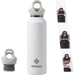Revomax Twist-Free Thermosfles - 592 ml - Luxe design - Lekvrij - RVS - Drinkfles - Mat Wit