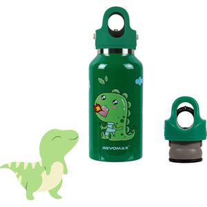 Revomax - Twist-Free drinkfles kinderen - 355 ml - Lekvrij - RVS - Thermosfles kind - Emerald Green