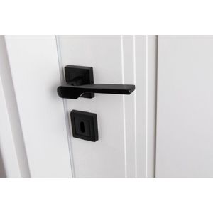 Zwart mat metal deurkruk set - deurklink met vierkante rozet en sleutel gat - modern deurbeslag set