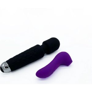 PP Pure Pleasure Bundel Magic Wand Zwart + Luchtdruk vibrator Roze - Clitorisstimulator - Waterpoof - Oplaadbaar