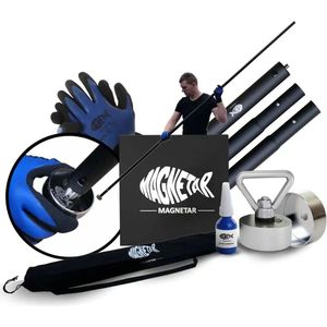 Magnetar Prikstok Pakket 1.0 - Complete Magneetvissen Set - 280 kg Allround Neodymium Vismagneet - RVS Prikstok - Waterdichte Handschoenen
