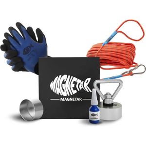 Magnetar - Fishing Magnet Set for Kids - Allround 280kg Magnet - Package Including Rope, Gloves, Protective Cover & Locking Glue - Perfect Kit for Magnet Fishing