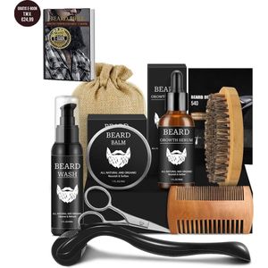 Beardcare® - XXL Baardgroei kit - Baardverzorging - Baardkam - Baard derma roller - Baardolie - Baardbalsem - 9 delig