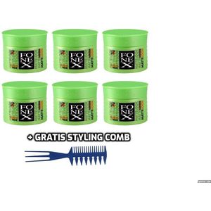 Fonex Matte Look Hair Styling Wax 6 stuks + Styling Comb