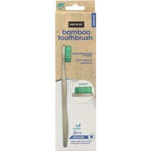 Sence Tandenborstels Bamboo - 3 x 3 stuks - Voordeelverpakking