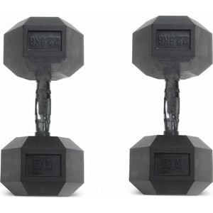 Gym Masters | Set (2 stuks) 22,5 kg - Zwarte Hexagon dumbbells zwart | hexa dumbell 2 X 22,5 kg | hexa dumbells | Dumbells set | gewichten | halters