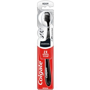Colgate - 360 Charcoal Tandenborstel - Zwart - Medium