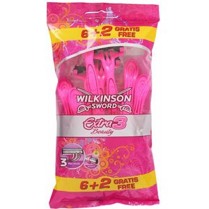 3x Wilkinson Vrouwen Wegwerpscheermesjes Extra 3 Beauty 8 stuks