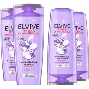 L'Oréal Elvive Hydra Hyaluronic Hydraterend - Shampoo 2x 250 ml & Conditioner 2x 200 ml - Pakket