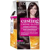 2x L'Oréal Casting Crème Gloss Semi-Permanente Haarkleuring 300 Dark Delight - Donkerbruin