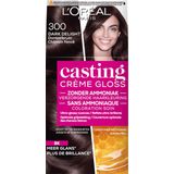 2x L'Oréal Casting Crème Gloss Semi-Permanente Haarkleuring 300 Dark Delight - Donkerbruin