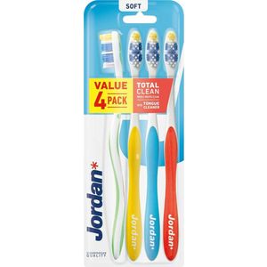 Jordan Tandenborstel Total Clean Soft 4-pack - 3 x 4 stuks - Voordeelverpakking