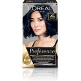 3x L'Oréal Préférence Permanente Haarkleuring 2.1 Blauw Zwart
