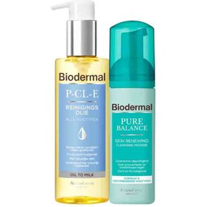 Biodermal - Double Cleansing Routine - P-CL-E Reinigingsolie en Pure Balance Reinigingsmousse Pakket