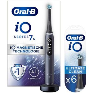 Oral-B Elektrische Tandenborstel iO 7 Zwart + Opzetborstels 6 stuks Pakket