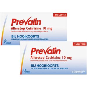 Prevalin Allerstop Allergietabletten Cetirizine 10 mg - 2 x 7 tabletten