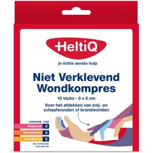 2x HeltiQ Niet Verklevend Wondkompres 5 x 5 cm 10 stuks