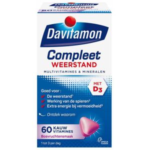 2x Davitamon Compleet Weerstand Bosvruchten 60 kauwtabletten