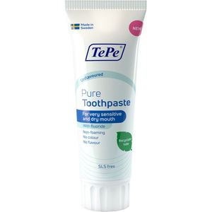 3x TePe Pure Tandpasta Unflavoured 75 ml