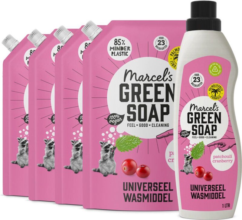 Marcel's Green Soap - Wasmiddel - Patchouli & Cranberry - 23 Wasbeurten + 4 Navullingen