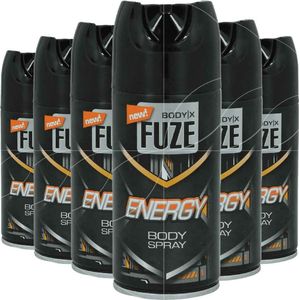 6x Body-X Fuze Deospray Energy 150 ml