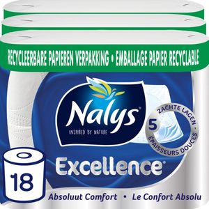 3x Nalys Excellence Maxi-Vel Toiletpapier In Papieren Verpakking 5-Laags 6 stuks