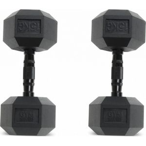 Gym Masters | Set (2 stuks) 15 kg - Zwarte Hexagon dumbbells zwart | hexa dumbell 2 X 15 kg | hexa dumbells | Dumbells set | gewichten | halters Merk: Gym Masters