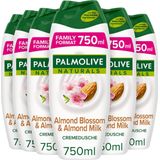 Palmolive Douchecréme Naturals Amandel - 6 x 750 ml - Voordeelverpakking