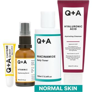 Q+A Normal Skin - Reinigingsgel 1x 125 ml & Toner 1x 100 ml & Gezichtsserum 1x 30 ml & Oogserum 1x 15 ml - Pakket