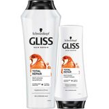 Gliss Total Repair - Shampoo x 250 ml & Conditioner 1x 200 ml - Pakket