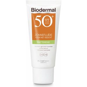2x Biodermal Zonnefluïde Gezicht Matterend SPF 50 40 ml