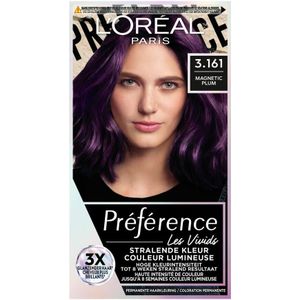 3x L'Oréal Preference Vivids Permanente Haarkleuring 3.161 Magnetic Plum