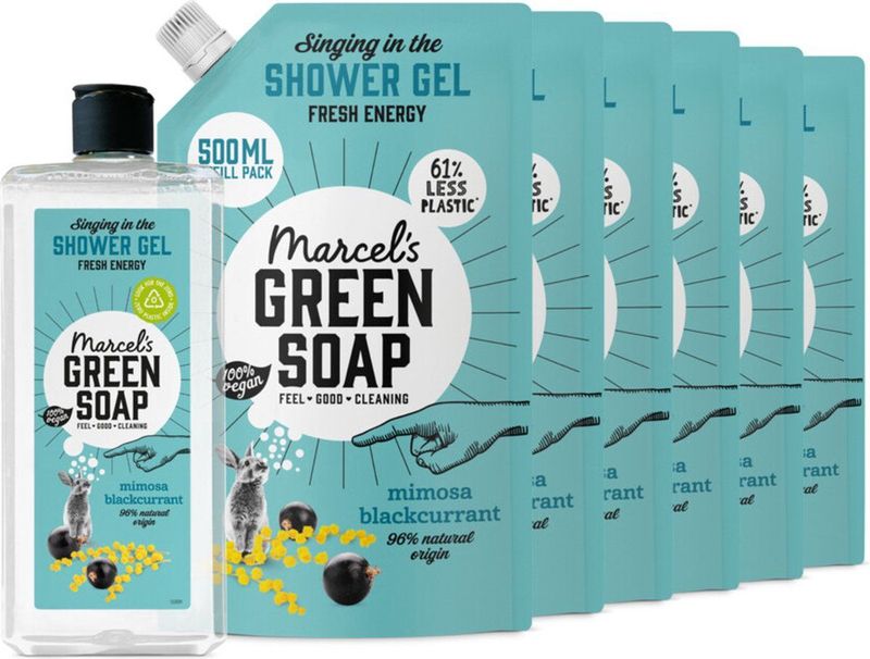 Marcel's Green Soap - Douchegel - Mimosa & Zwarte Bes - 6 Navullingen