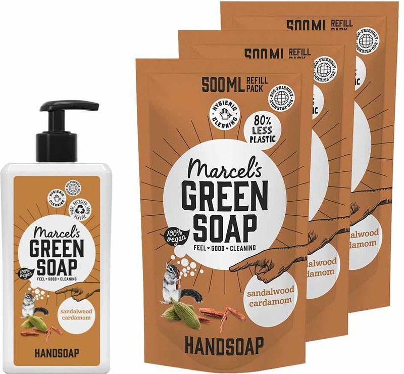 Marcel's Green Soap - Handzeep - Sandelhout & Kardemom - 500 ml - Plantaardig