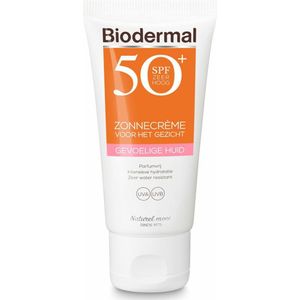 2x Biodermal Gevoelige Huid Zonnecrème Gezicht SPF 50+ 50 ml