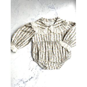 Omer en Odille - romper met kanten kraag en bloemen - 0-6 maanden