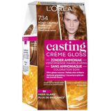 2x L'Oréal Casting Crème Gloss Semi-Permanente Haarkleuring 734 Honey Crumble - Midden Goud Koperblond