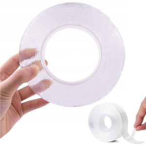 Nano Tape 5 Meter ��– Extra Sterk Dubbelzijdig Plakband – Herbruikbaar & Waterdicht – Transparant Montage Tape – Zonder Boren – Voor Muur, Glas & Tegels